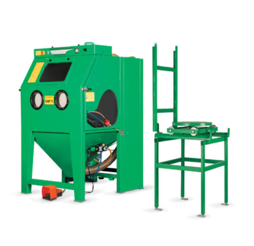 CAB-ST Injektor-Kompaktstrahlkabine Contracor Industrie mit mobilem Drehtisch und Schienensystem-0