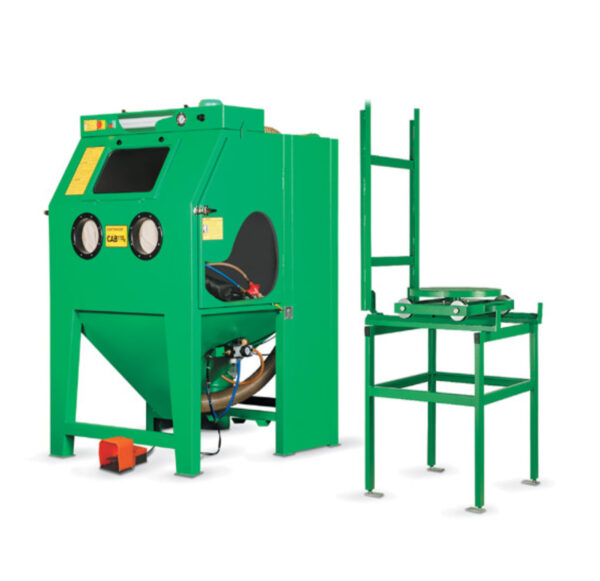 CAB-ST Injektor-Kompaktstrahlkabine Contracor Industrie mit mobilem Drehtisch und Schienensystem-0